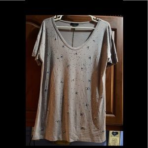 J Crew Purple / Gray Studded Short Sleeve Spectacular Sparkle Knit Top Women's L